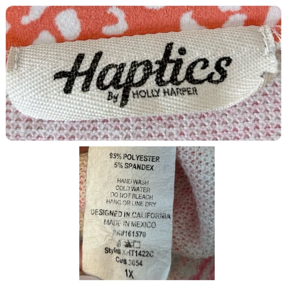 HAPTICS by Holly Harper Sweater Striped Pastel Cheetah Lightweight 1X - Picture 4 of 7
